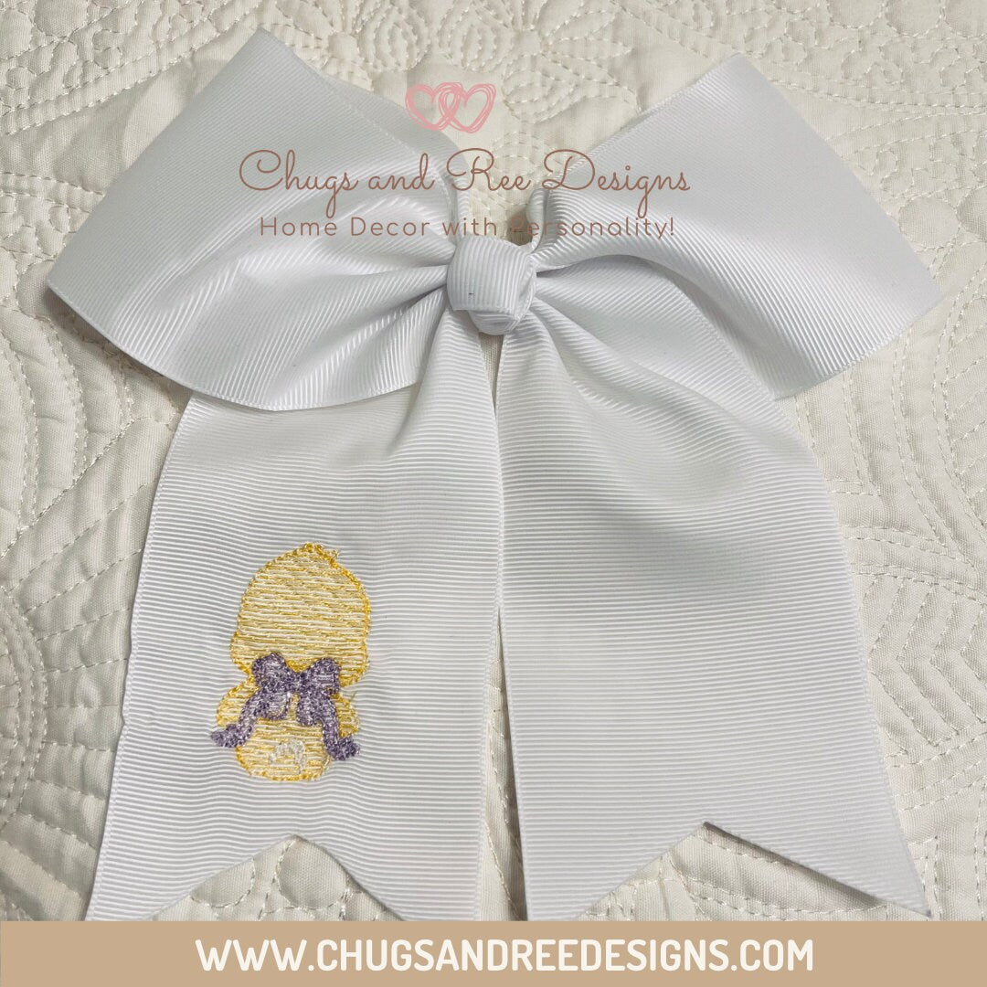 Custom Embroidered Hair Bow: Shamrock or Dog Design
