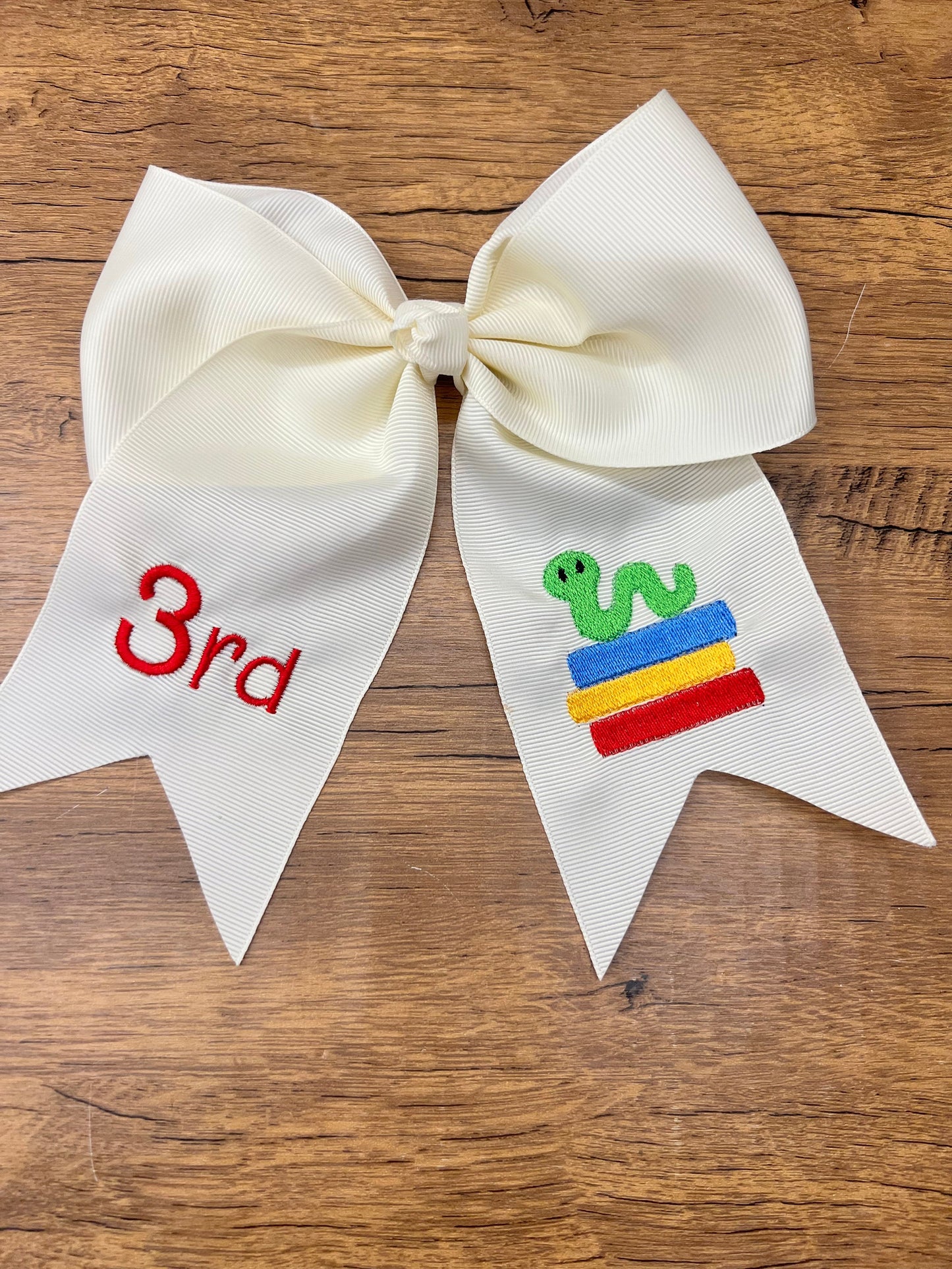 Custom Embroidered Back to School Hair Bow
