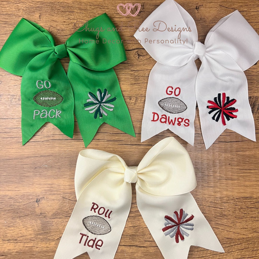 Custom Embroidered Collegiate Hair Bow: School Spirit