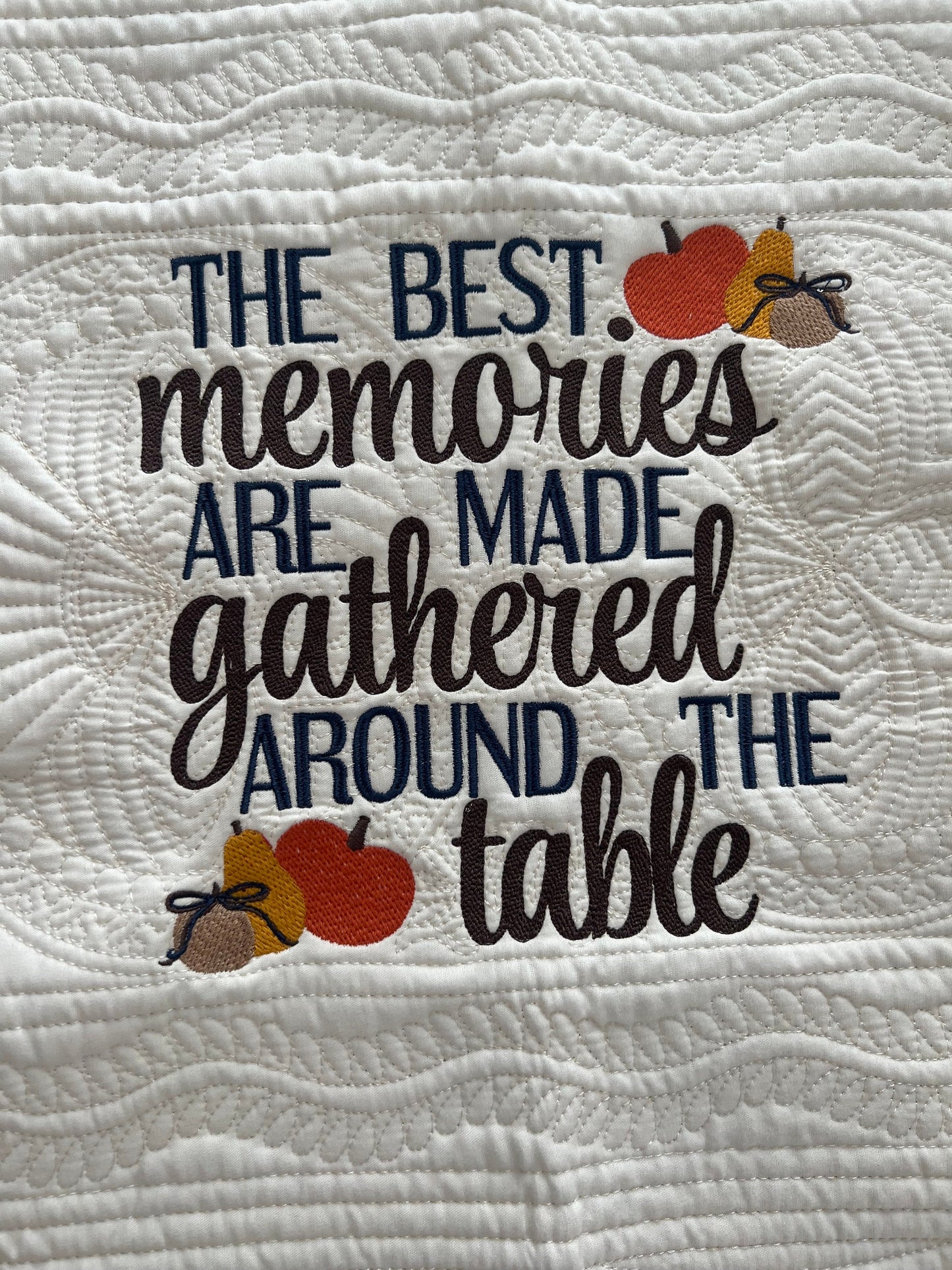 Custom Embroidered Table Runner: 100% Cotton Quilted Medallion Design