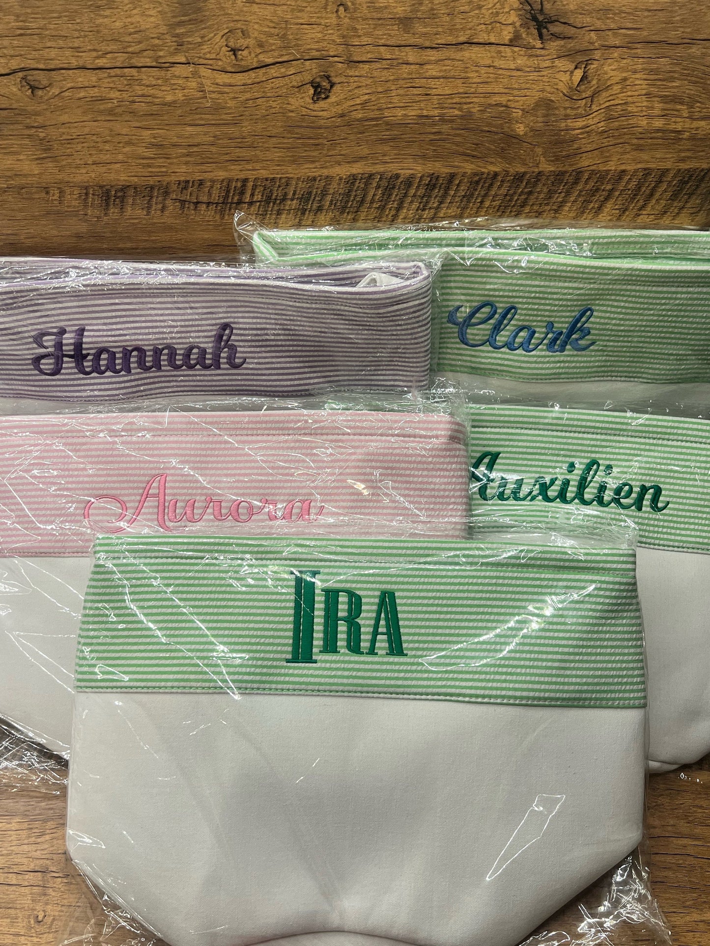 Monogrammed Seersucker Easter Basket: Personalized Canvas Tote