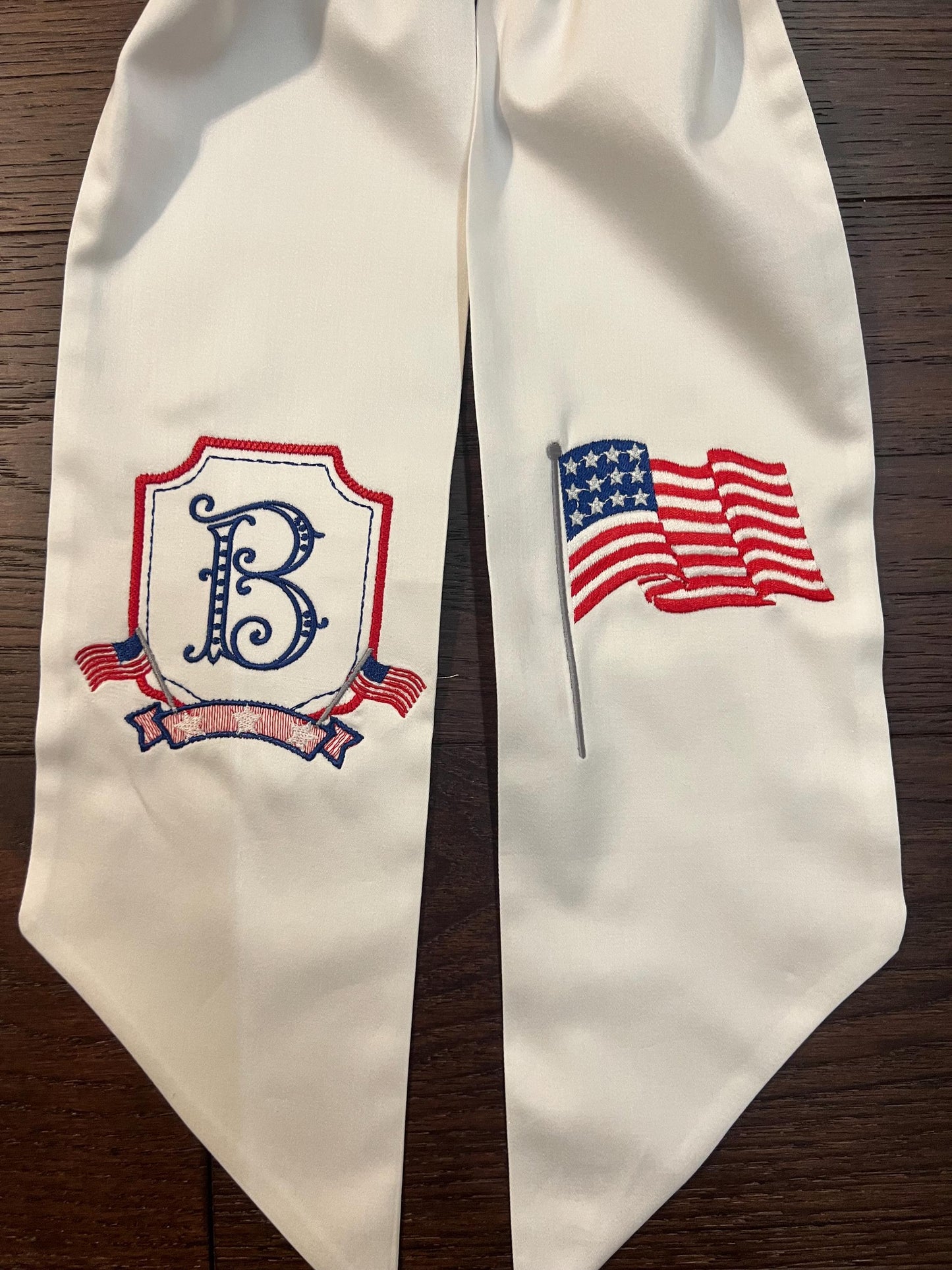 Personalized Patriotic Wreath Sash: Americana Sateen or Linen Decor