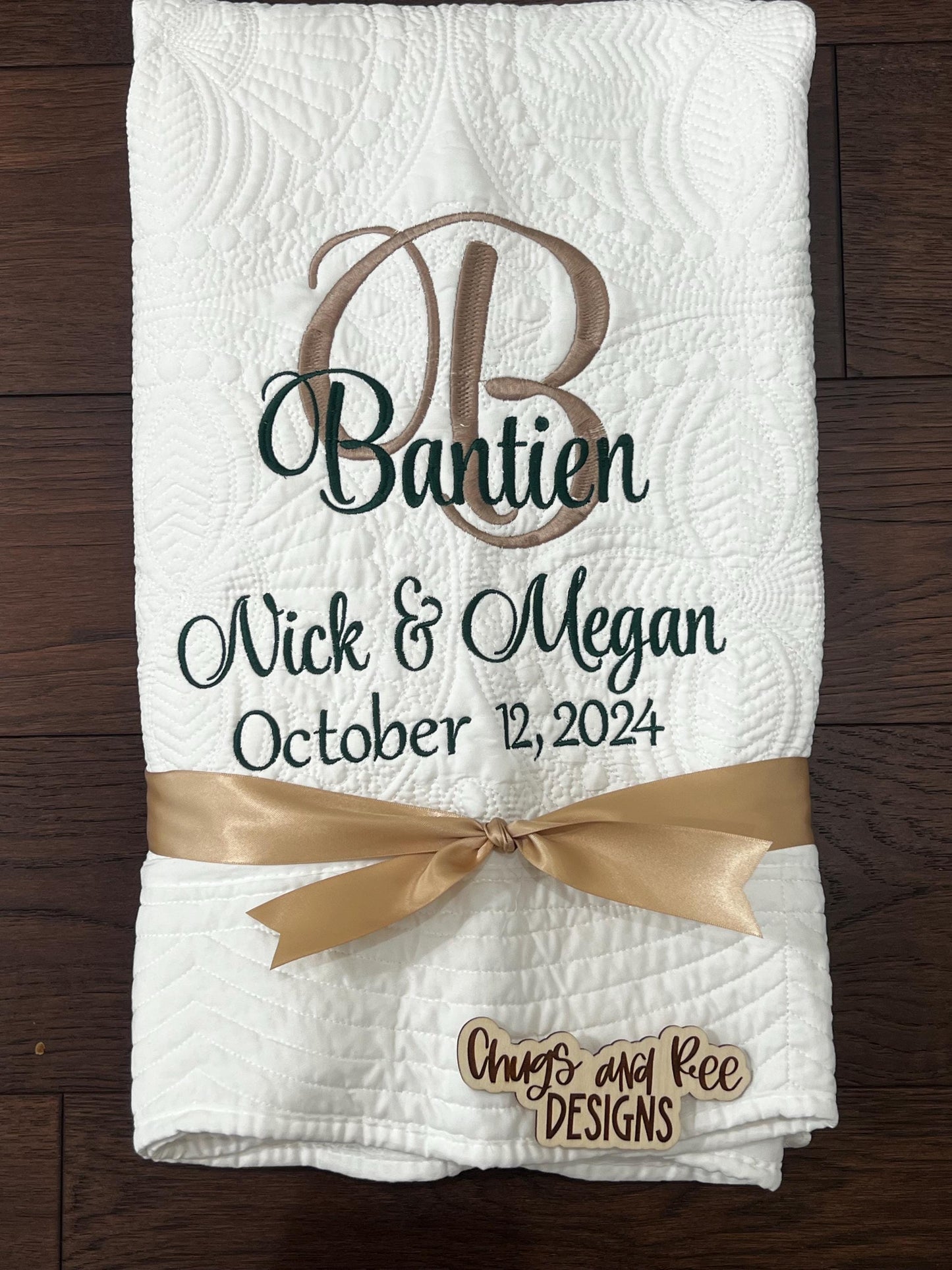 Personalized Wedding Gift | Wedding Quilt |Monogrammed Wedding Gift | Anniversary Gift | Custom Gift | Custom Quilt | Matelassé
