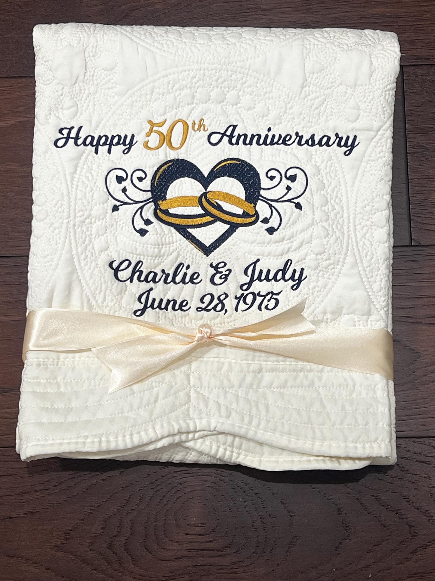 Personalized 50th Anniversary Quilt | Monogrammed Wedding Gift | Anniversary Gift |