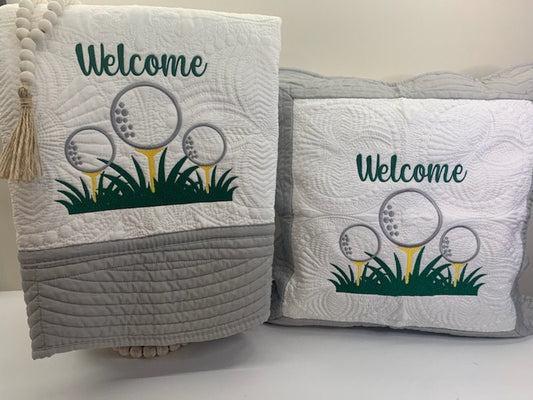 Golf Quilt and Pillow Cover Set: Matelassé Golf Decor