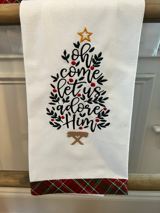 Embroidered Christmas Tree Towel: Farmhouse Holiday Decor