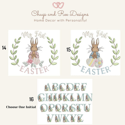 Monogrammed Seersucker Easter Basket: Embroidered Rabbit Tote