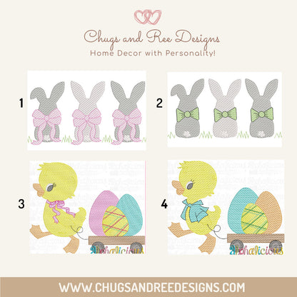 Monogrammed Seersucker Easter Basket with Plush Bunny