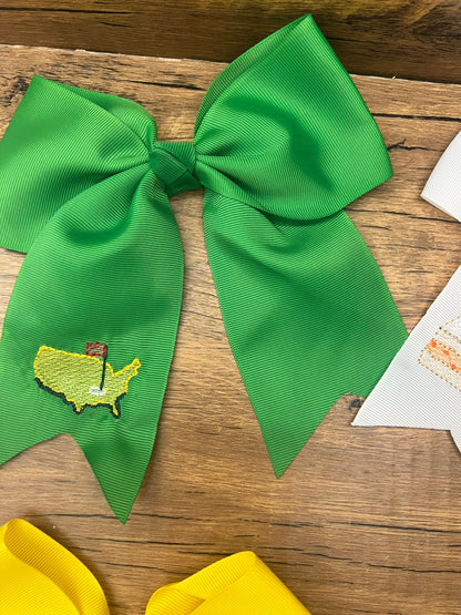 Custom Embroidered Hair Bow: Golf Tournament Bow