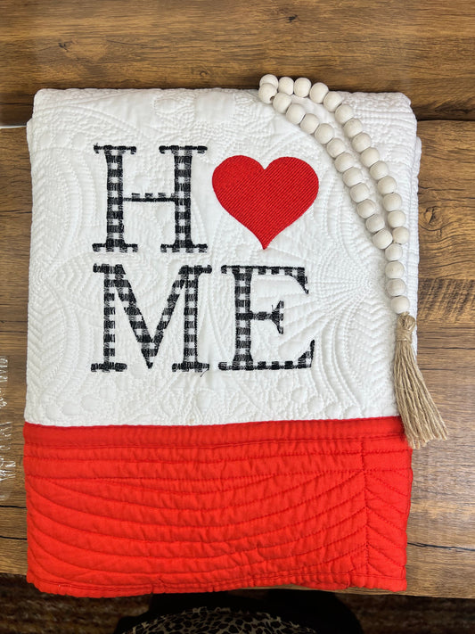 Personalized Buffalo Plaid Quilt: Home Sweet Home Embroidery, 100% Cotton Matelassé
