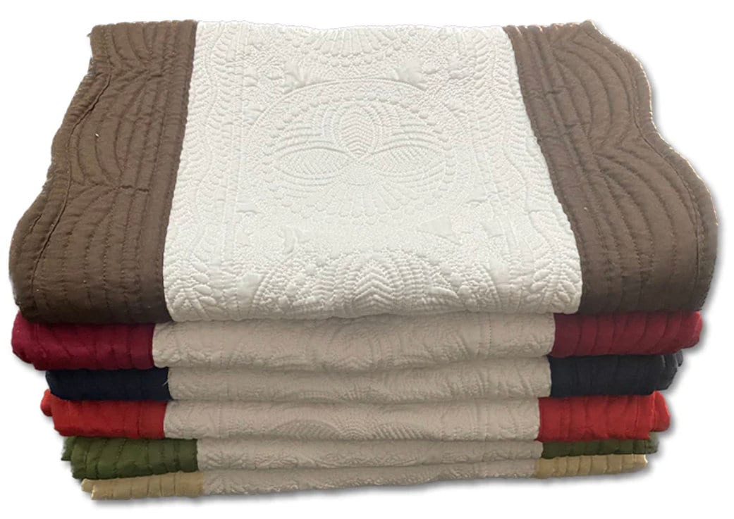 Custom Embroidered Table Runner: 100% Cotton Quilted Medallion Design