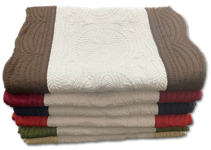 Custom Embroidered Table Runner: 100% Cotton Quilted Medallion Design