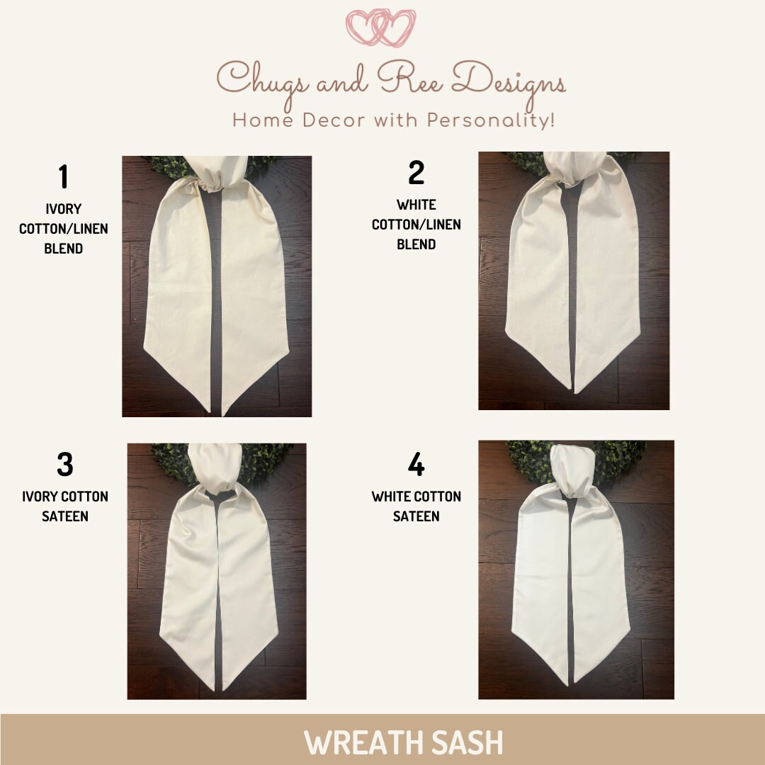 Chinoiserie Wreath Sash: Personalized Door Decor, Cotton Sateen or Linen