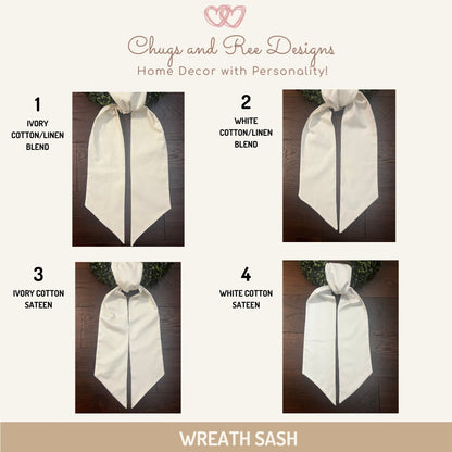 Chinoiserie Wreath Sash: Personalized Door Decor, Cotton Sateen or Linen