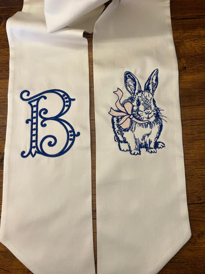 Wreath Sash | Easter Decor | Bunny Wreath Sash | Custom Wreath Sash | Personalized Wreath Sash | Sateen Sash | Add Initial
