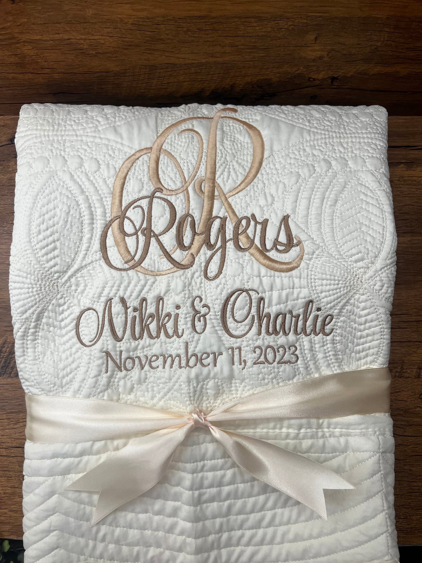 Personalized Wedding Gift | Wedding Quilt |Monogrammed Wedding Gift | Anniversary Gift  | Custom Gift | Custom Quilt | Matelassé