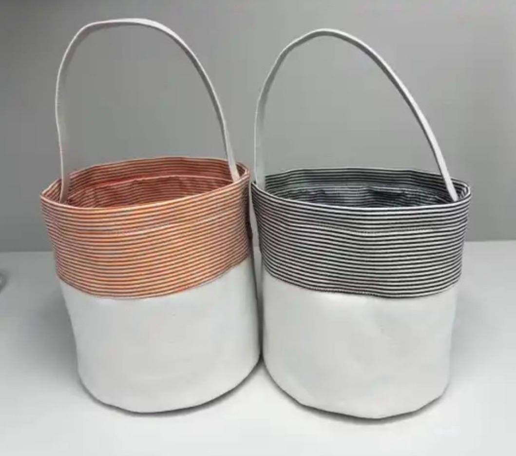 Monogrammed Seersucker Easter Basket: Embroidered Canvas Tote