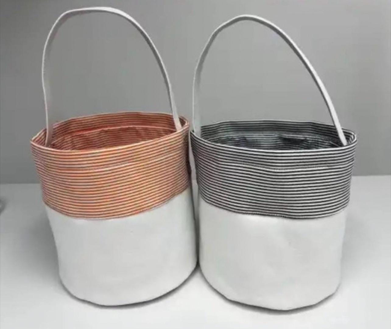 Monogrammed Seersucker Easter Basket: Personalized Canvas Tote
