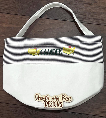 Monogrammed Seersucker Easter Basket: Kids Personalized Tote
