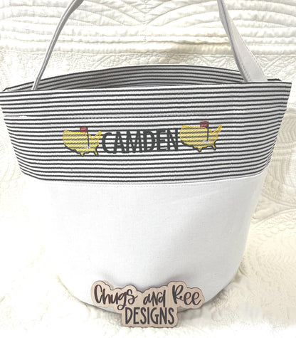 Monogrammed Seersucker Easter Basket: Kids Personalized Tote