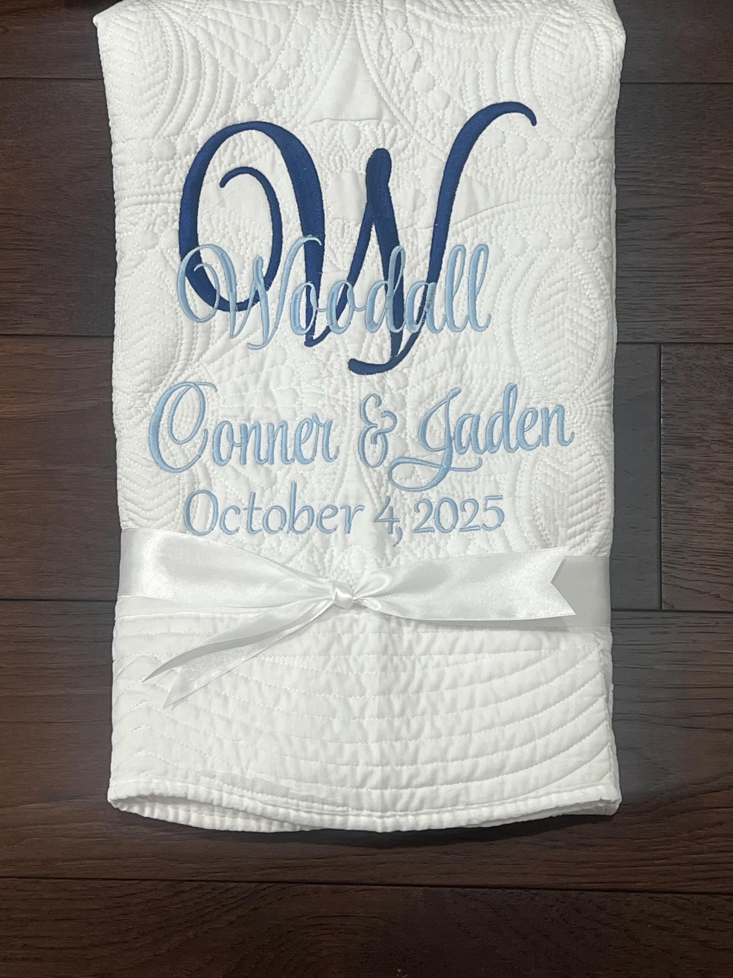 Personalized Wedding Gift | Wedding Quilt |Monogrammed Wedding Gift | Anniversary Gift  | Custom Gift | Custom Quilt | Matelassé
