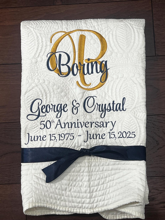 Personalized Wedding Gift | Wedding Quilt |Monogrammed Wedding Gift | Anniversary Gift  | Custom Gift | Custom Quilt | Matelassé