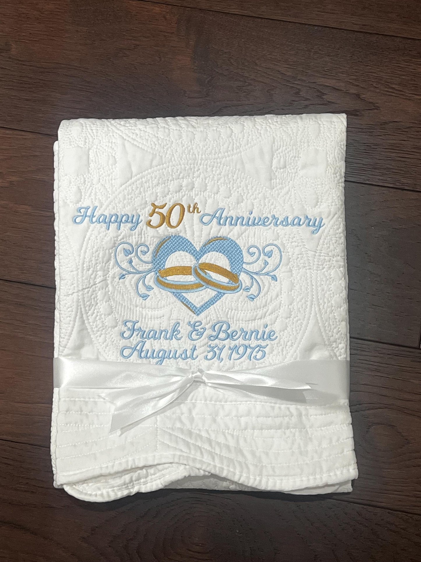 Personalized 50th Anniversary Quilt | Monogrammed Wedding Gift | Anniversary Gift  |