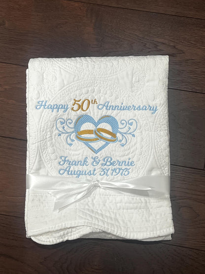Personalized 50th Anniversary Quilt | Monogrammed Wedding Gift | Anniversary Gift  |