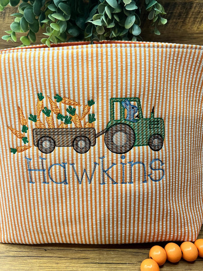 Monogrammed Seersucker Easter Basket: Embroidered Kids Easter Tote