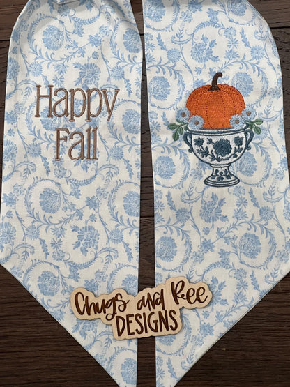 Personalized Embroidered Wreath Sash – Custom Fall Door Decor (5"x54")