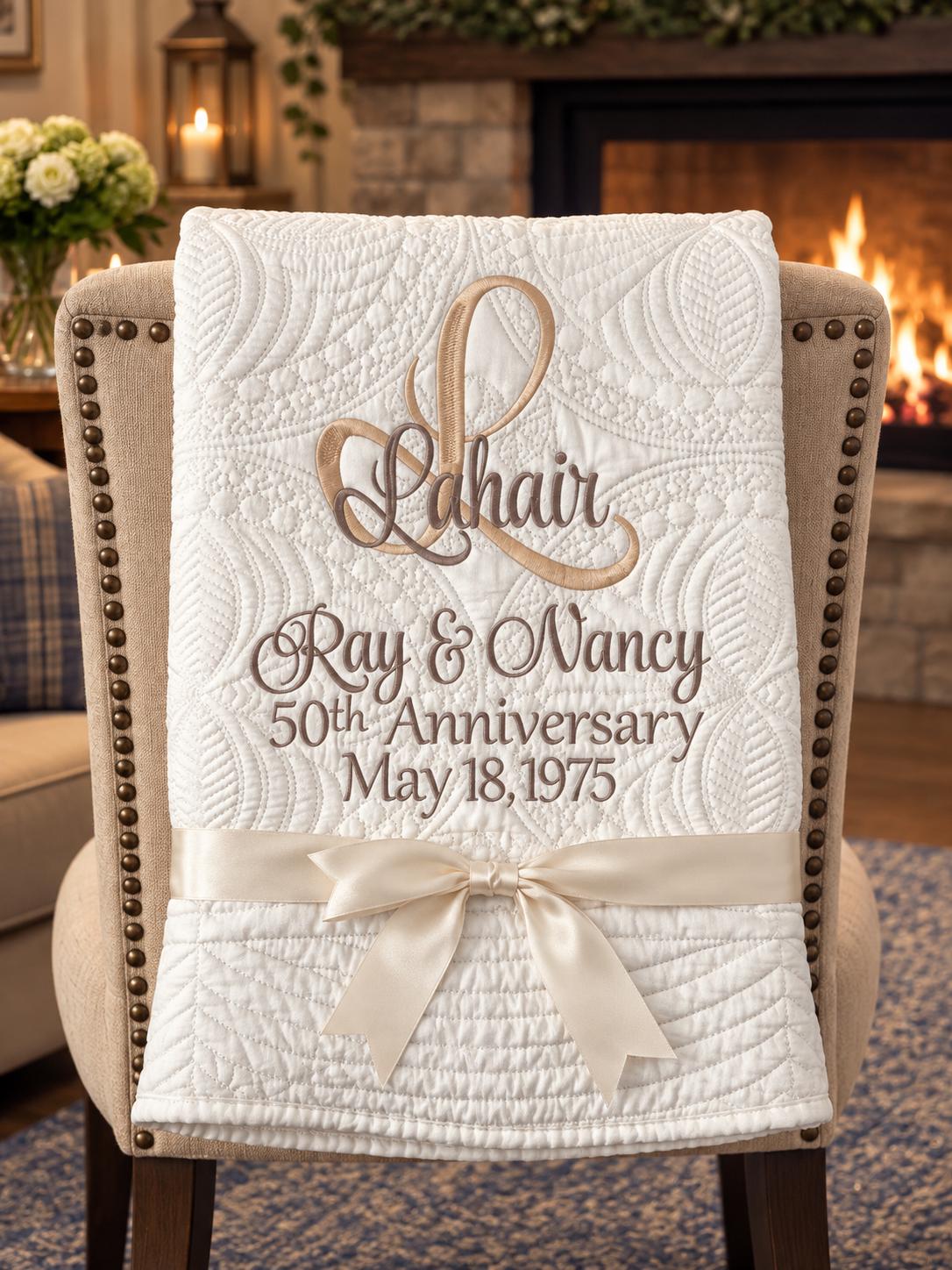 Personalized Wedding Quilt | Monogrammed Anniversary Gift