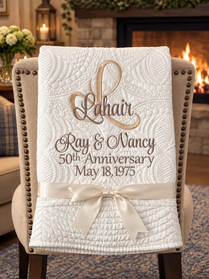 Personalized Wedding Quilt | Monogrammed Anniversary Gift